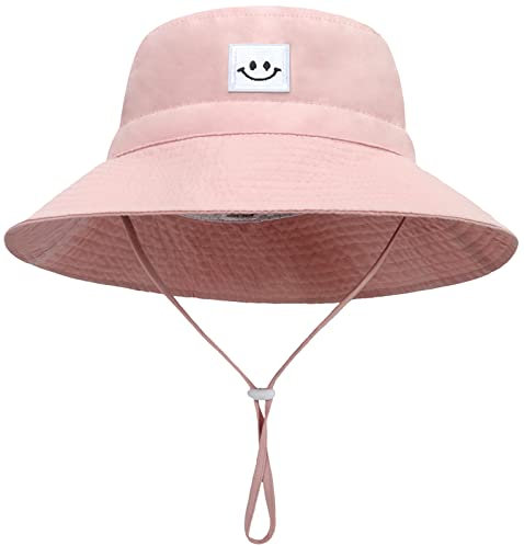 Malaxlx Kleinkind Sonnenhut Lächeln Gesicht Rosa Fischerhut Kinder Bucket Hat Strandhut UV Schutz Draussenhut Anglerhut Sommerhut für 2-6 Jahre Mädchen Jungen