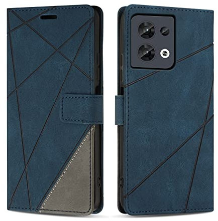 SONWO Case for OPPO Reno 8 5G, PU Leather Flip Wallet Case Magnetic Closure Cover Card Slots Phone Case for OPPO Reno 8 5G, Blue