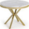 WFL GROUP Table à Manger Extensible Ronde - Table Style Loft avec Doré Pieds en Métal - 100 à 180 Cm - Table Ronde Style Industriel pour Le Salon - Compacte - 100 Cm - Marbre Blanc