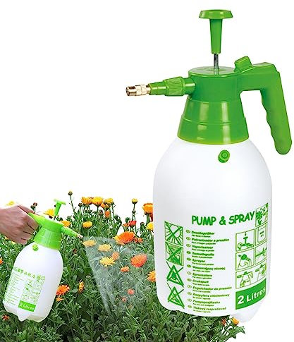 Drucksprüher 2 Liter | Gartenspritze Mit Verstellbarer Düse | Sprühflasche Garten | Für Wasser & Unkrautvernichter