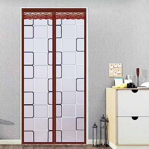 wärmeschutzvorhang tür Sommer und Klimatisierung mit Isolierung kälteschutz Filz Wasserdicht Winddicht Geräuschisolierung für Balkontür Wohnzimmer70x180cm Braunes Quadrat