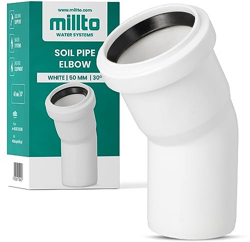 Millto™ Kunststoff Bogen 50x50 mm 30º Rohrbogen Abwasser Installation PP-Bogen Abwassersysteme Abflussrohr Anschluss Kanalisationsrohr Sanitärverbinder Armaturen für Entwässerungssysteme