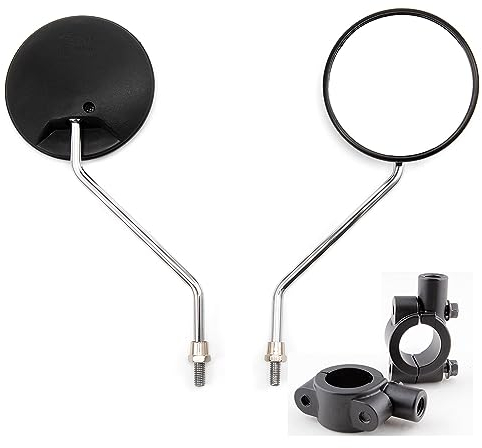 Rétroviseurs latéraux de moto, Miroir latéral de Moto Rond 10mm Miroir de Guidon noir pour Moto Vélo (Vis de 8 mm)