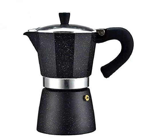 GaRcan Moka Pot,Espresso Coffee Maker Aluminum Moka Coffee Pot Machine Latte Mocha 6 Cup Percolator Pot Barista Tools Filter Moka Pot (Black Moka Pot)