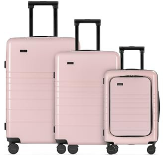 ETERNITIVE - Hartschalenkoffer Set I Rollkoffer aus Polycarbonat & ABS IGröße: 74 x 64 x 54 cm I Reisekoffer mit Rollen 360° I Koffer Handgepäck 33L 64L 98L I Trolley mit TSA-Schloss I Rosa