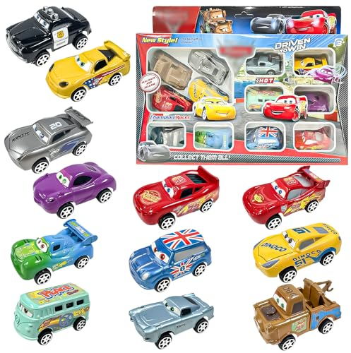 WKxinxuan Autospielzeug Autos Lightning McQueen 12 PCS Autos Lightning McQueen Spielzeug, heißes Spielzeugauto, Spielzeugauto, Autospielzeug für Kinder, Miniauto