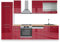Vicco Küchenzeile Fame-Line, Küchenblock, Bordeaux Hochglanz/Weiß, 300 cm, AP Eiche