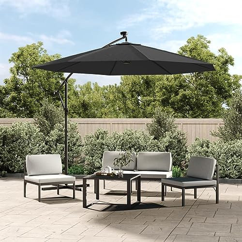 Homgoday Ersatzstoff für Ampelschirm, Anthrazit, 300 cm, Ersatzstoff für Terrassenschirm, Markise, Ersatz für Gartenschirm, Villa, Patio
