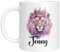 Tasse mit Namen - Namenstasse - Jenny - Tiermotiv - Löwe - Kaffeetasse personalisiert - lustige Geschenkidee - pink/weiß - Geburtstagsgeschenk - Frau