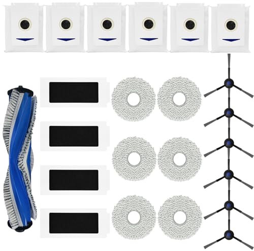 LOVECO 23 Pièces Kit d'accessoires compatibles avec ECOVACS DEEBOT T30 Pro Omni, T30 Omni Robot Aspirateur, 1 Brosse à Rouleau, 4 Filtres, 6 Serpillières, 6 Brosses Latérales, 6 Sacs à Poussière
