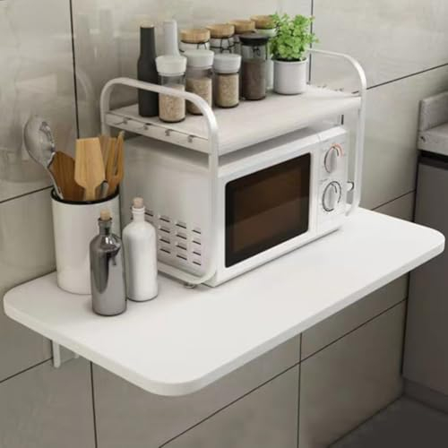 Shally Dogan Mesa de Pared Plegable de 80 x 60 cm, de Madera, estantería de Pared Plegable, Ahorra Espacio, versátil, Escritorio para Ordenador, Mesa de Comedor, salón, salón, baño, Cocina (Blanco)