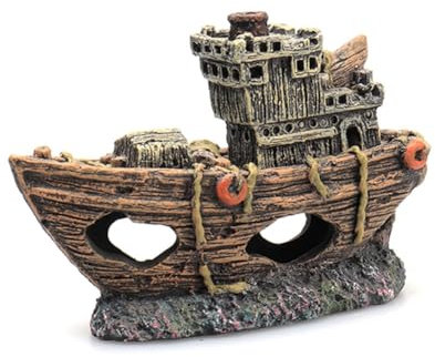 Jeenuuder Aquarium Pirat Fisch Schiff Landschaftsbau Tank Statue Mini Schiffswrack Ornament 1 Stück