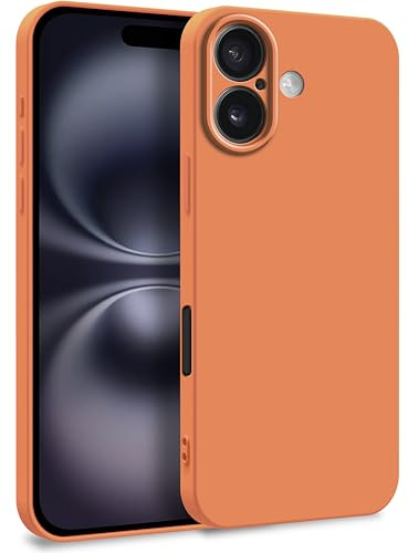 MyGadget Hülle für iPhone 16 - Zweilagige Handyhülle mit Kameraschutz - Cover mit Innenfutter & Silikon außen - Orange