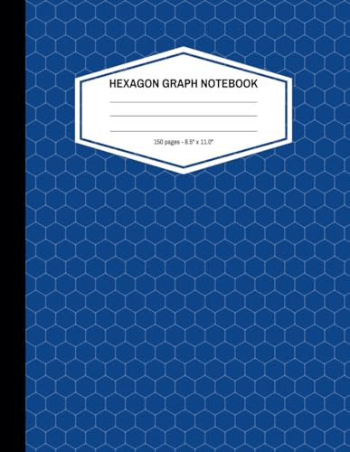 Hexagon Paper Composition Notebook: Hex Graph Paper (Large Hexagon) | 150 Sheets | 8.5 x 11'' | Blue