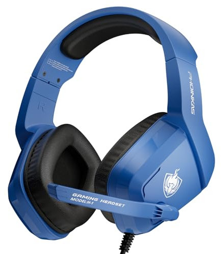 YOTMS H1 Cascos Gaming, Auriculares Gaming, PS5 Cascos con Cable para PS4 PC con 3D Surround Sound Cascos con Micrófono, Cancelación de Ruido para Gamers (Azul Oscuro)