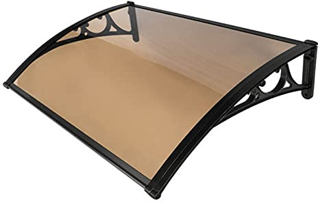 Polycarbonate Window Awning, Outdoor Patio Sun Shade Shelter Eaves Rain Snow Resistant For Terrace Entrance Door Canopy,Brown-80x90cm/31.50x35.43in
