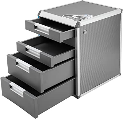 OUKANING Ablagebox mit 4/5/7 Schubladen - Schubladenbox mit hoher Kapazität Schubladenschrank Stahlschrank Metall Schubladenbox Abschließbar Dokumenten Aufbewahrung Ablagebox (5 Schubladen 1)