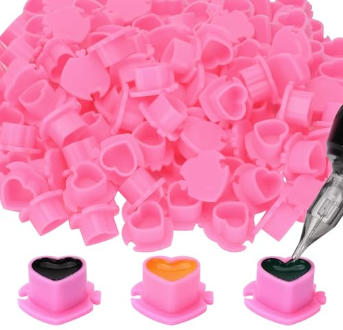 Atomus Tattoo ink hat avec base 200pcs Heart Pigment base jetable plastique Rose Pigment Cup accessoires de tatouage fournitures de tatouage