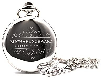 AURUM Taschenuhr mit Gravur farbe Silber glänzend