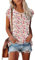 Rapbin Bluse Damen V-Ausschnitt Tops Sommer Elegant Cap Sleeve T Shirts Weiß mit roten Blumen L