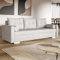 MOTIVENA Viena Sofagarnituren, 3 Sitzer Sofa mit Bettfunktion, Schlafsofa 215 cm Breit, Klappsofa mit Schlaffunktion, Bettsofa mit Schlaffunktion, Taschenfederkern (H3), Boucle Sofa Milch (Weiß)