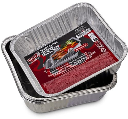 PROF Barquettes Barbecue Aluminium, Lot de 5 Récupérateurs de Graisse, Conserve au Chaud, Lechefrite Réutilisable, Cuisson Grillade, Viandes, Légume, Compatibles Barbecue et Plancha, 40807057