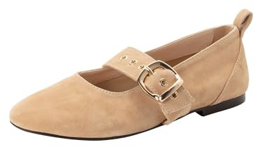 Tamaris Damen Ballerinas Leder, beige, 40 EU