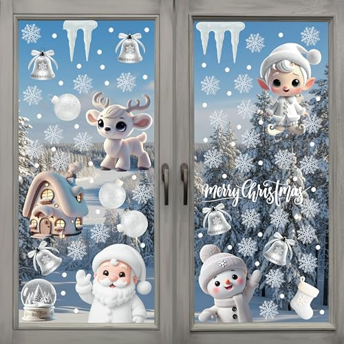 WALPLUS A Winter Wonderland Begins At Window Stickers, Removable Reusable Double-Sided Glass Clings for Home, Kids Room, Classroom and Seasonal Decor