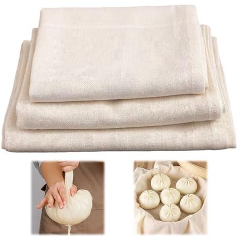 Euablfo 6 Stück Passiertuch, Cheesecloth, 40 x 40cm,50 x 50cm,60 x 60cm Käsetuch Wiederverwendbar, Abseihtuch für die Herstellung von Käse, Saft, Tee, Nussmilch, Suppe, Joghurt, Tofu