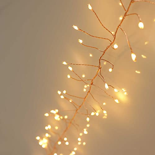 Qbis 400 LED Cluster Lights. Twinkle/Static Mode + Timer. Warm White Cluster Christmas Lights on Thin Copper Wire. Plug in Fairy Light String (400 LED Warm White (Copper Wire) Twinkle)