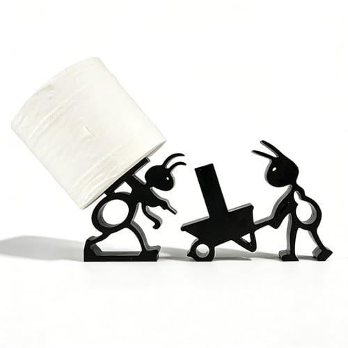 2 Pièces Support à Papier Toilette à Fourmis,Rangement de Papier à Rouleau,Porte-Papier Toilette en Forme,Convient à Toutes Les Tailles de Rouleaux pour Toilettes Salle Bain Cuisine(Noir)
