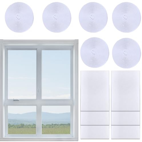 6 Stück Fliegengitter Fenster, 130x150cm Selbstklebend Insektenschutz Fenster, Fliegennetz Fen-ster, Schneidbar Insektenschutz Moskitonetz, Schützen die Familie vor Insekten (Weiß)
