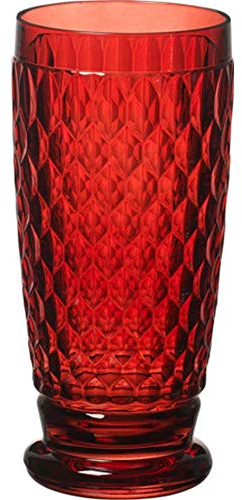 Boston Highball Glasses Set of 4 - Premium Crystal Glass - Red - 13.5 Ounces