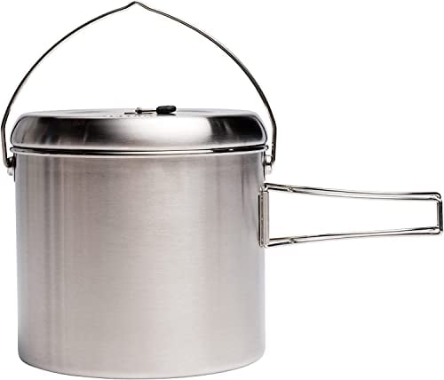 Solo Stove Camping Kochtopf 4000 ml | Inkl. Tragetasche, Markierungen für oz und ml, Ausgießer und ausklappbare Griffe, Material: Edelstahl, 19,7 x 18,4 cm, Volumen: 4 l, 822 g
