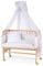 Waldin Baby Beistellbett mit Matratze und Stoffen, Höhen-verstellbar, Große Liegefläche 90x55cm, Holz Natur, Sterne/Grau