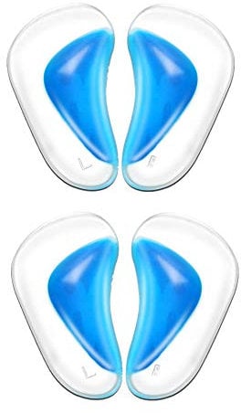 Arch Support Insoles for Flat Feet, Soft Gel Insole Pads Reusable Stick on Shoe Inserts Adhesive Arch Cushions for Plantar Fasciitis Relieve Pressure and Feet Pain for Men and Women (2 Pair Blue)