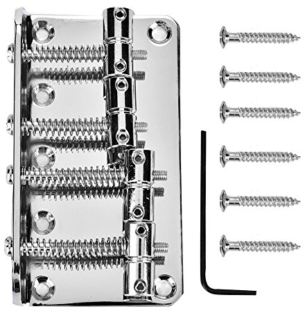 4 Saitige Bass Gitarren Brücke, Metall Gitarren Brücke Ersatzteile für E-Bass(Silber)