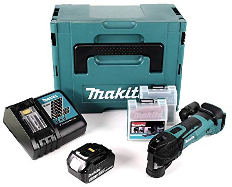 Makita DTM 51 RT1JX2 Akku Multifunktionswerkzeug 18 V + 1x Akku 5,0 Ah + Ladegerät + 39 tlg. Zubehör Set + Makpac