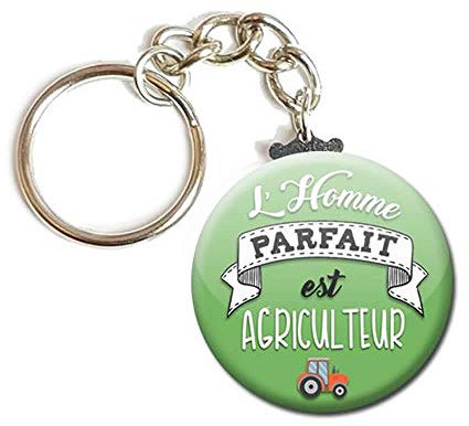 Porte Clés Chaînette 3,8 centimètres l' homme Parfait est Agriculteur Idée Cadeau Accessoire Époux Conjoint Saint Valentin Métier Homme