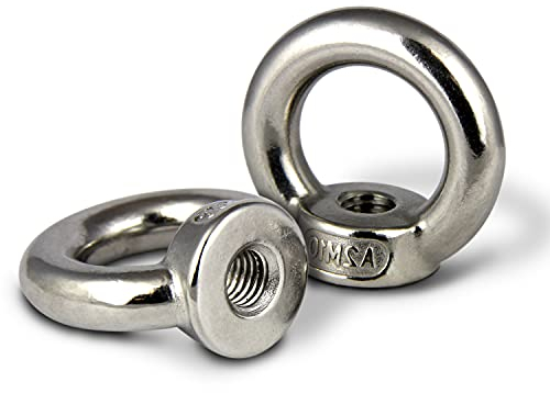 PROTECH 2 Stück Ringmuttern M20 Edelstahl rostfreier A2 V2A Ösenmutter DIN 582 Augenmutter mit Gewinde Mutter Öse Ringösen 304 poliert