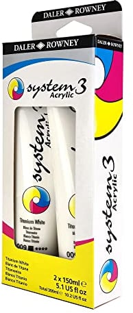 Daler Rowney System 3 Acryl Titanium Weiss Set 2 x 150 ml, 129100102