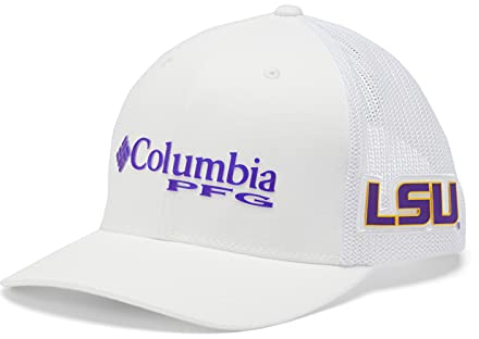 Columbia NCAA Herren Collegiate PFG Mesh Snap Back Ball Cap, Herren, Collegiate PFG Mesh Snap Back Ball Cap, LSU - Weiß, Einheitsgröße