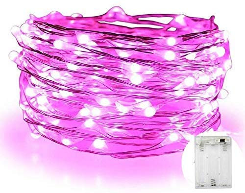 MSC 30 LED's Battery Powered 3M Pink Coloured String Fairy Lights On Copper Cable with Light Effects, Ideal for Christmas, Xmas, Party,Wedding,Decoration Pink-Batt-3M