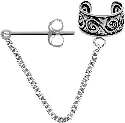 Soul-Cats Ohrklemme aus 925 sterling Silber Ear cuff mit Kettchen, Modell: Modell 7