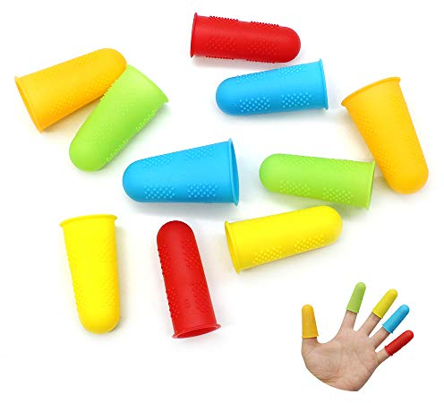 10PCS Silicone Finger Protectors Hot Glue Gun Finger Guards for Sewing, Wax, Gardening, Adhesives, Scrapbooking, Needlework, 5 Colors, 3 Sizes
