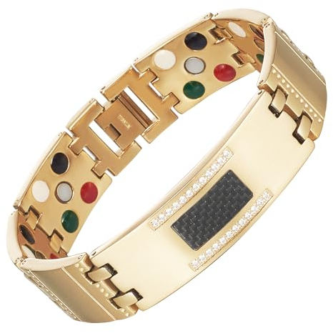 Herren-Armbänder, Gesundheits-Armbänder, 21,6 cm, vergoldet, Titan-Armbänder für Männer, 8.3 inches