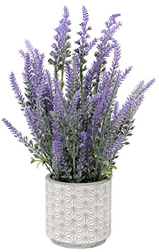 Künstliche Lavendel Blumen Kunstpflanzen Kunstblumen Flocked Kunststoff Lavendel im Zementtopf Indoor Outdoor Home Küche Büro Tischdekoration Dekor