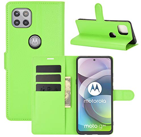 Fertuo Coque pour Motorola Moto G 5G, Antichoc Portefeuille Étui Housse en Cuir à Rabat Flip Cover Case avec Silicone Bumper, Porte Carte, Béquille, Boucle Magnétique pour Motorola Moto G 5G, Vert