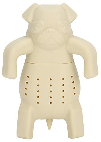 Niedlicher Hund Mops Form Tee Infuser Silikon Teeblatt Infuser Filter für Loseblatt für Home Office Verwendung Beige