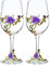 XUDREZ Handmade Painted Enamel Flower Glass, Lead-Free Gin Balloon Glass Wine Glass, Gifts for Women Mum Friends Mother's Day (Purple Cup Lily)
